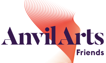 "Anvil Arts Friends" written in dark text across a red wave