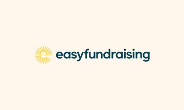 The easyfundraising logo, an e with lots of yellow lines coming out resembling a sun illustration, with 'easyfundraising' in dark green text to it's right. At the left and right are more of those yellow lines