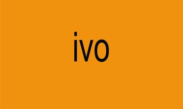 an orange box with the words "ivo"