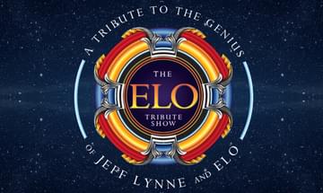 "The ELO Tribute Show. A tribute to the genius of Jeff Lynne and ELO" written on a blue starry night background