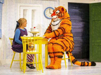 Cast from The Tiger Who Came to Tea performing on stage