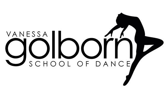 Logo 'Vanessa Golborn School of Dance' with a silhouette of a woman gracefully leaping