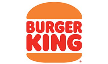 The words "BURGER KING" in big red font inside of an illustrated burger