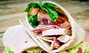 Chicken breast, smoked bacon, parmesan cheese with croutons and Caesar dressing